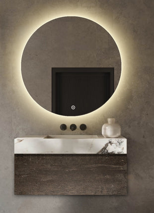 Badkamerspiegel Rond 80 cm met LED Verlichting en Verwarming - Frameloos
