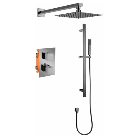 Vtw Living - Inbouw Regendouche met thermostatische mengkraan - Gun metal grijs - 25 cm