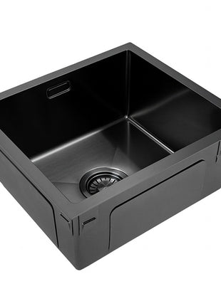 Vtw Living - Rvs Spoelbak 44,5x34,5 Cm Zwart - Inclusief Aansluitset - Zonder Kraangat