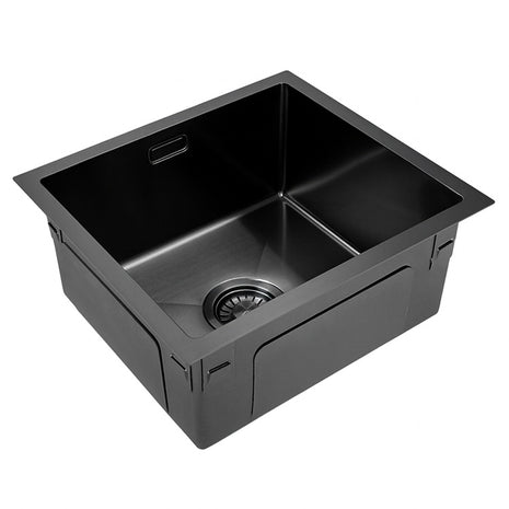 Vtw Living - Rvs Spoelbak 34,5 x 34,5 Cm Zwart - Inclusief Aansluitset - Zonder Kraangat
