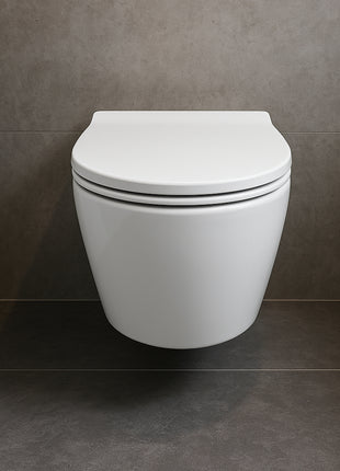 Vtw Living - Hangtoilet Glans Wit - Toiletpot Randloos Met Toiletbril - Softclose Zitting - Hangend