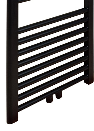Vtw Living - Handdoekradiator Badkamer met Aansluit Set en Thermostaat - 800 × 450 mm - Mat Zwart