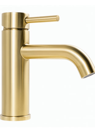 Mengkraan - Wastafelkraan Geborsteld Messing Goud  - Laag model - 17 cm hoog
