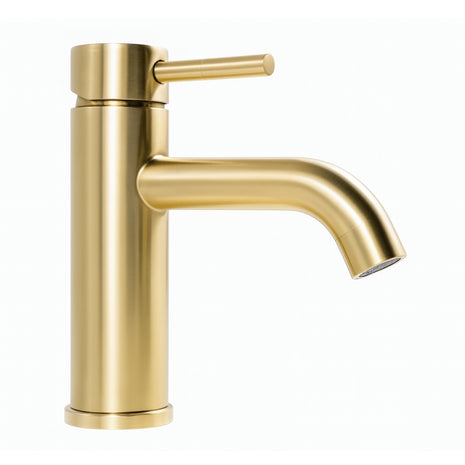 Mengkraan - Wastafelkraan Geborsteld Messing Goud  - Laag model - 17 cm hoog