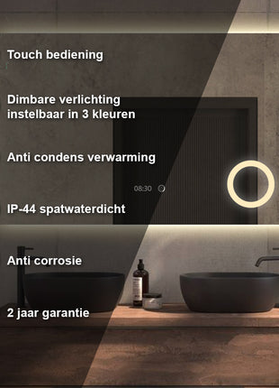 Vtw Living - Badkamerspiegel met LED Verlichting en Verwarming 120 x 80 cm