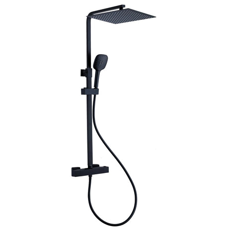 Vtw Living - Regendoucheset met thermostatische mengkraan - Regendouche mat zwart - 30 cm