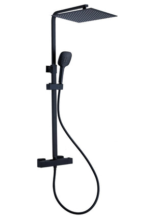 Vtw Living - Regendoucheset met thermostatische mengkraan - Regendouche mat zwart - 25 cm