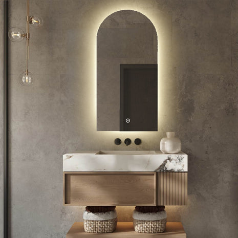 Badkamerspiegel Half Rond Ovaal met LED Verlichting en Verwarming - Frameloos