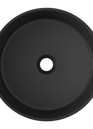 Vtw Living - Waskom Rond Mat Zwart Keramiek - Opbouwwaskom 40 cm