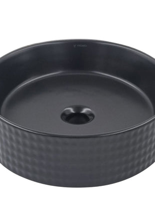 Vtw Living - Waskom Rond Mat Zwart Keramiek - Opbouwwaskom 40 cm