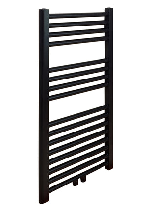 Vtw Living - Handdoekradiator Badkamer met Aansluit Set en Thermostaat - 800 × 450 mm - Mat Zwart