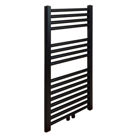 Vtw Living - Handdoekradiator Badkamer met Aansluit Set en Thermostaat - 800 × 450 mm - Mat Zwart