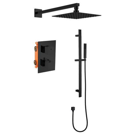 Vtw Living - Inbouw Regendouche met thermostatische mengkraan - mat zwart - 25 cm