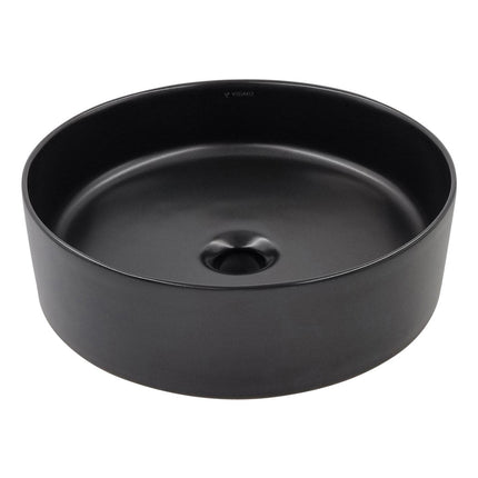 Vtw Living - Waskom Rond Mat Zwart Keramiek - Opbouwwaskom 40 cm