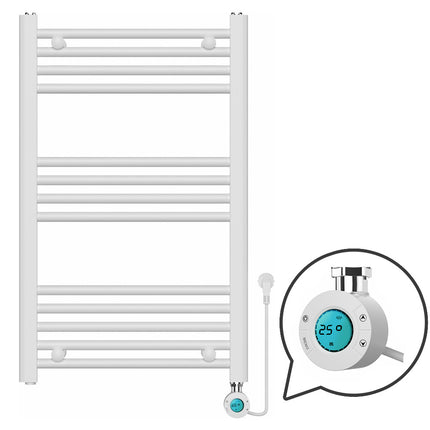 Handdoekradiator Elektrisch met Digitale Thermostaat - Radiator Badkamer - 800 × 500 mm - Mat wit - 300 Watt