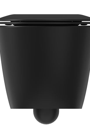 Vtw Living - Hangtoilet - Toiletpot Randloos met Toiletbril Softclose Zitting - Hangend - Mat Zwart