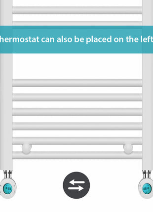 Handdoekradiator Elektrisch met Digitale Thermostaat - Radiator Badkamer - 800 × 500 mm - Mat wit - 300 Watt