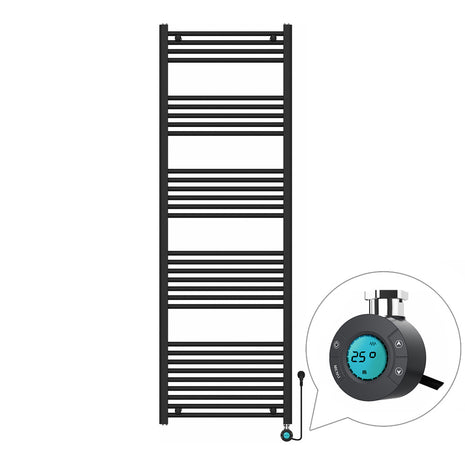 Handdoekradiator Elektrisch met Digitale Thermostaat - Radiator Badkamer - 1800 × 600 mm - Mat zwart - 900 Watt